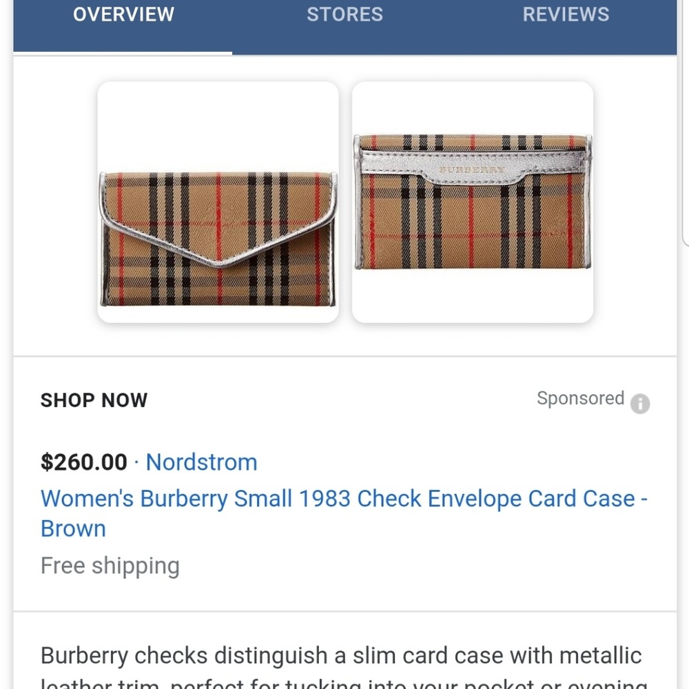 NWT original packaging burberry card case